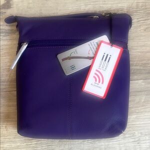 Elegant Purple leather Crossbody Bag with Structured Design